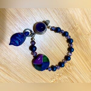 Blue marble beaded bracelet 💙